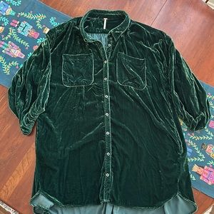 FREE PEOPLE LUX VELVET SHIRT DRESS - M